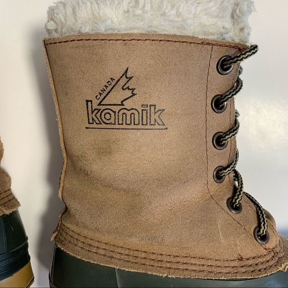 Kamik winters boots made in Canada size 7 brown and green